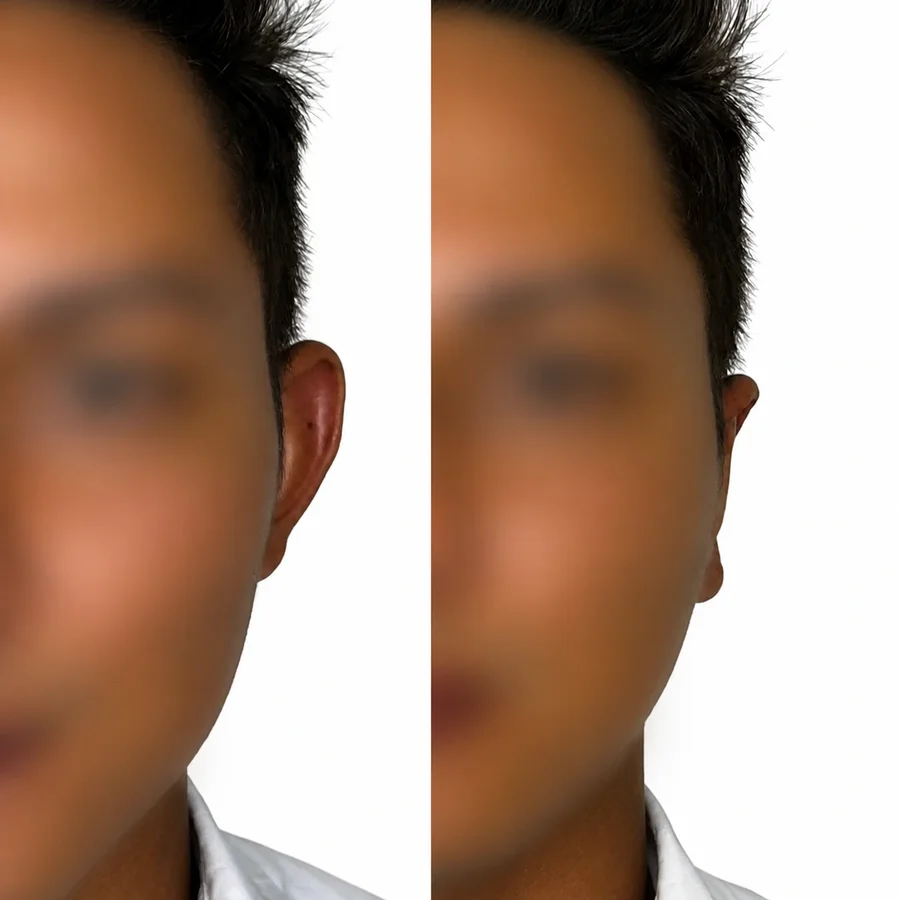 Comparativo de antes e depois de otomodelação — caso 05